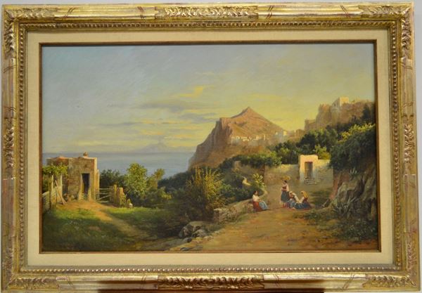 Julius O. Montalant                                                         (1823 - 1898)                                                                PAESAGGIO CAMPESTRE                                                          olio su tela, cm 42x66,5                                                     firmato e datato 1869