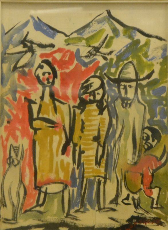 Silvio Loffredo   ( Parigi 1920-Firenze 2013 )   FIGURE,   olio su tavoletta, cm 30x40