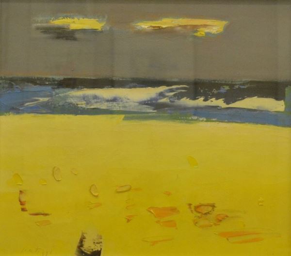 Sergio Scatizzi   ( 1918-2009 )   PAESAGGIO,   olio su tavoletta, cm 43x49