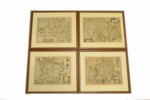 Carte geografiche, sec. XVII, raffiguranti l'EUROPA, da Willem Blaeu, cm 42x50 ( 4 )  - Asta Arredi, oggetti d'arte, dipinti - Poggio Bracciolini Casa d'Aste
