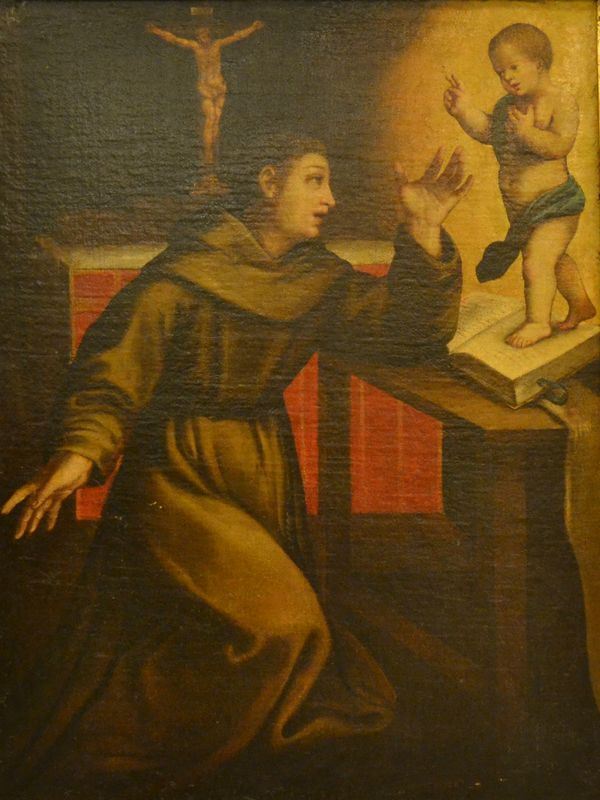 Scuola Italiana, sec. XVIII,  SANT'ANTONIO,  olio su tela, cm 102x76,   rintelato