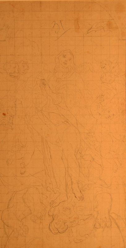Scuola Italiana, sec. XVIII,   FIGURE,   disegno su carta, cm 40x25  - Asta Arredi, oggetti d'arte, dipinti - Poggio Bracciolini Casa d'Aste