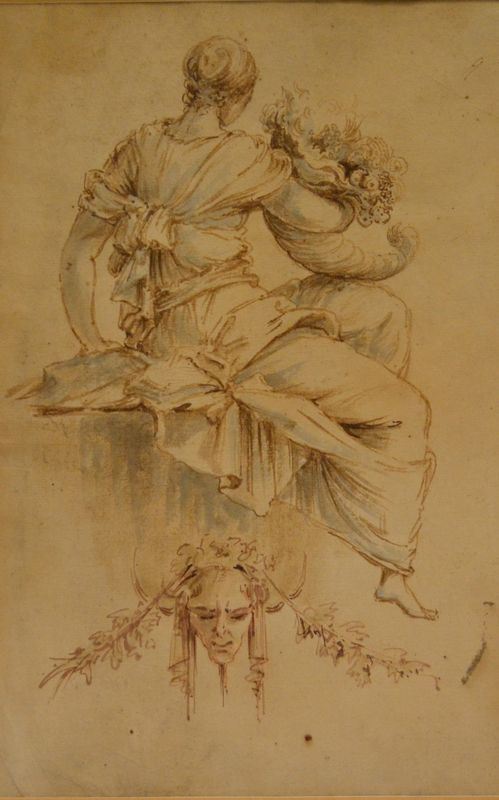 Scuola Veneta, sec. XVIII,   FIGURA FEMMINILE,   tecnica mista su carta, cm 34x24
