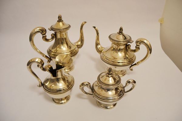 Servito da thÃ¨ e caffÃ¨, sec. XX in argento, composto da 4 pezzi g 1970 (4)