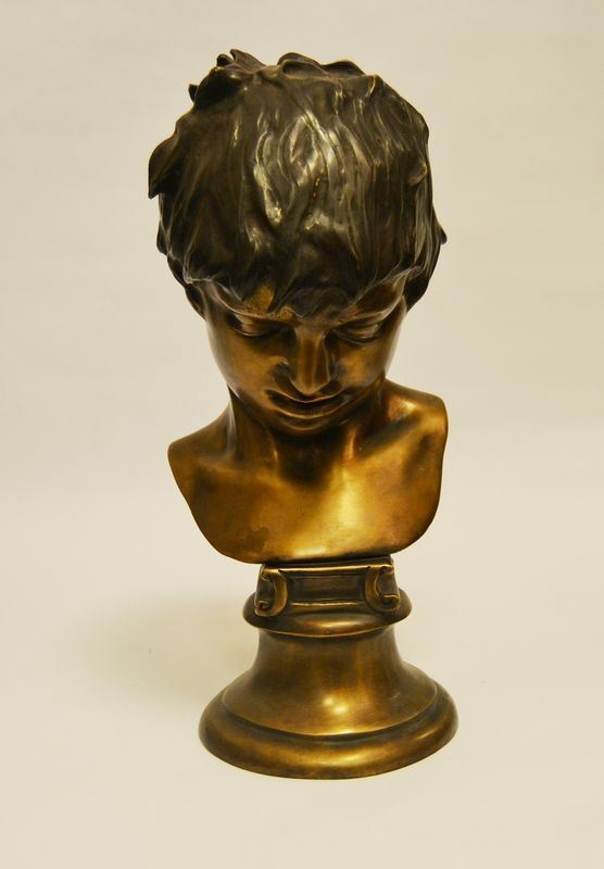 Vincenzo Gemito  ( Napoli 1852-1929 )  BUSTO DI RAGAZZO  bronzo, alt. cm 46