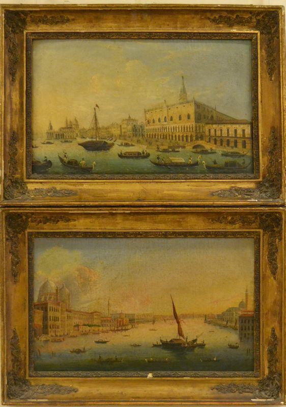 Scuola Veneta, sec. XIX  VEDUTE DI VENEZIA  olio su tela, cm 63x40 (2)