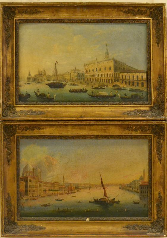 Scuola Veneta, sec. XIX  VEDUTE DI VENEZIA  olio su tela, cm 63x40 (2)