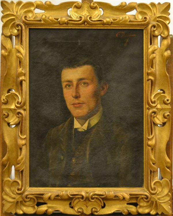 Scuola Italiana, sec. XIX   RITRATTO DI GENTILUOMO  olio su tela, cm 55x43   firmato