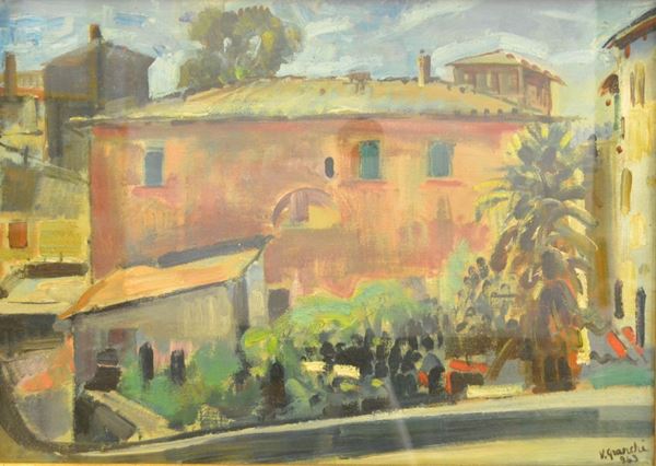 Vittorio Granchi   (Firenze 1908-1992)  PAESAGGIO   olio su tela, cm 50x70  - Asta Antiquariato, Collezionismo, Gioielli e  Orologi - Poggio Bracciolini Casa d'Aste