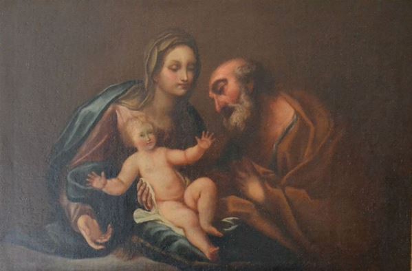 Scuola Italiana, sec. XVII   SCENA SACRA  olio su tela, cm 73x48,5  rintelato