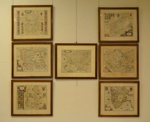 Sette stampe, sec. XIX,   CARTE GEOGRAFICHE,   cm 53x61 ( 7 )