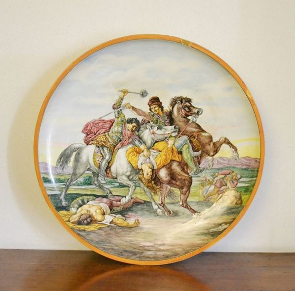 Piatto, sec. XX, in ceramica, BATTAGLIA, diam. cm 60