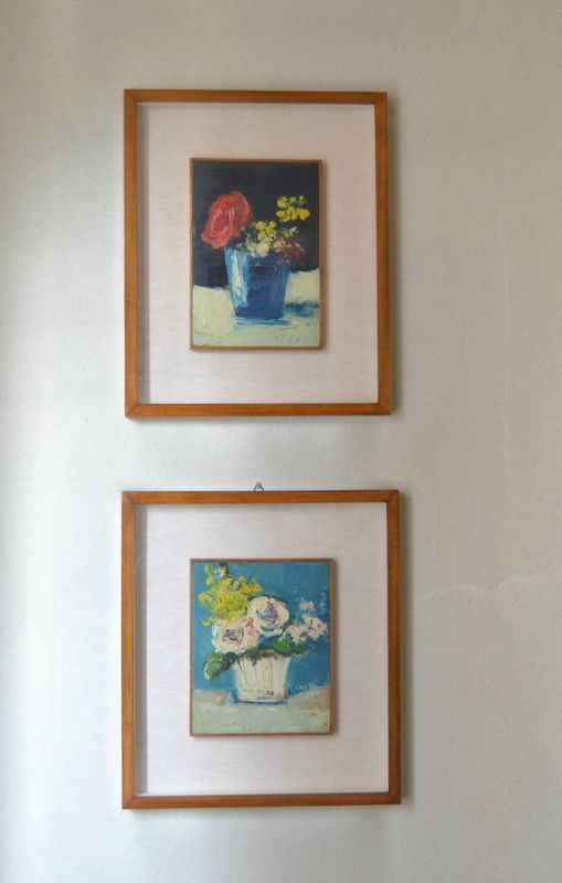 Sergio Scatizzi  (1918-2009)  VASO DI FIORI,  coppia di dipinti, olio su tavoletta, cm 23x17  - Asta Antiquariato, Collezionismo, Gioielli e  Orologi - Poggio Bracciolini Casa d'Aste