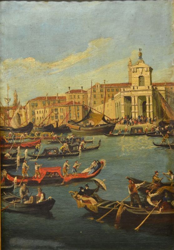 Maniera di Guardi, sec. XX    VEDUTA DI VENEZIA                                                          olio su tela, cm 100x70