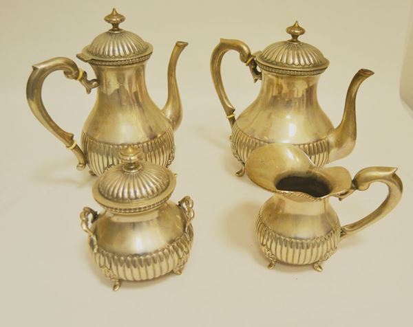 Servito da the' e caffe' in argento di 4 pezzi, gr 2450