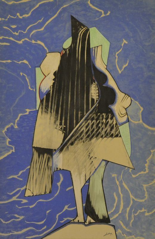 Gianni Dova (Roma 1925-Pisa 1991) FIGURE, acrilico su tela, cm 153x103