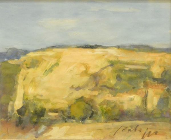 Sergio Scatizzi (1918-2009) PAESAGGIO, acquerello su carta, cm 26,5x21