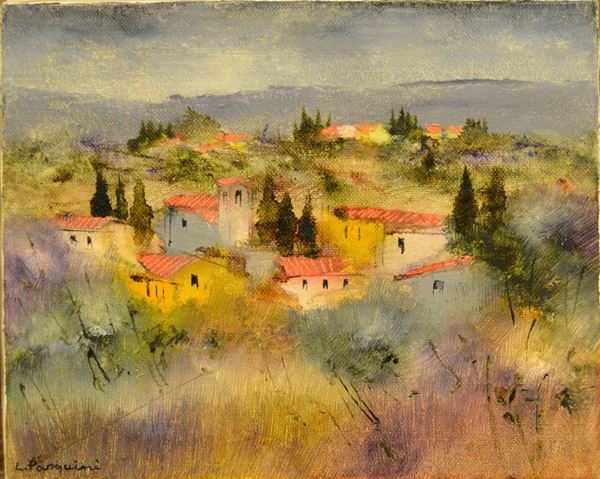 Luciano Pasquini (Firenze 1943) PAESAGGIO, olio su tela, cm 50x40
