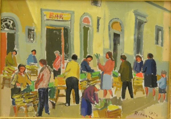 Rodolfo Marma (1923-1998) ANGOLO DI SANTO SPIRITO olio su masonite, datato 1970, cm 35x25