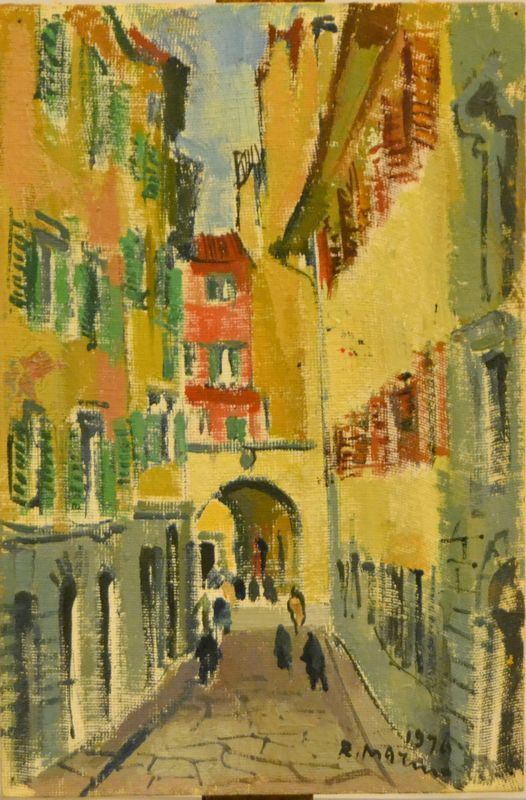 Rodolfo Marma ( 1923-1998 ) BORGO PINTI olio su cartone telato, cm 20x30