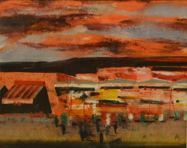 Salvatore Magazzini ( Pistoia 1955 ) PAESAGGIO, olio su compensato, cm 50x40