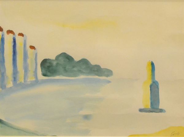 Virgilio Guidi (Roma 1891-Venezia 1984) VENEZIA acquerello su carta, cm 37,5x27,5
