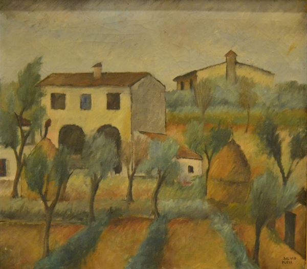 Silvio Pucci (Pistoia 1889-Firenze 1961) PAESAGGIO, olio su tela, cm 90x80