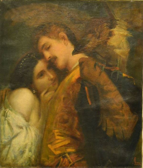 Scuola Italiana, sec. XX, SCENA MITOLOGICA, olio su tela, cm 60x70, firmato L. Grazi e datato 1922