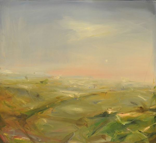 Chiti Batelli ( 1932-2011 ) PAESAGGIO, olio su tavoletta, cm 121,5x110, firmato e datato 1990