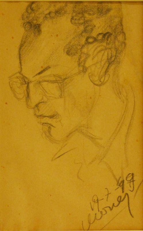 Scuola Italiana, sec. XX VOLTO MASCHILE carboncino su carta, cm 19x30 firmato e datato