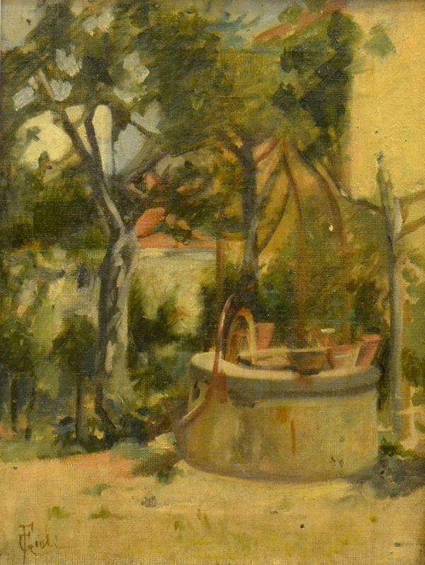 Francesco Gioli (San Frediano a Settimo 1846-Firenze 1922) IL POZZO olio su tela, cm 40,5x30,5 l'opera Ã¨ inserita nell'archivio Baboni per la pittura italiana del XIX sec.