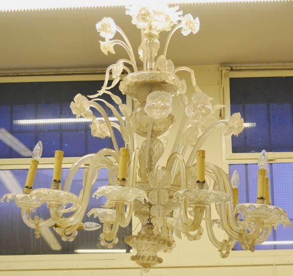 Lampadario in vetro trasparente  - Asta Gioielli, Design, Mobili, Arredi, Oggetti d'Arte e Dipinti - Poggio Bracciolini Casa d'Aste