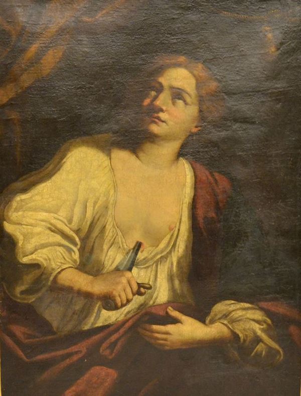 Scuola Italiana, sec. XVIII LUCREZIA olio su tela, cm 74x100