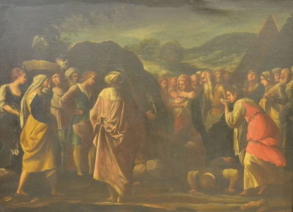 Scuola Italiana, sec. XVIII ADORAZIONE olio su tela, cm 109x150
