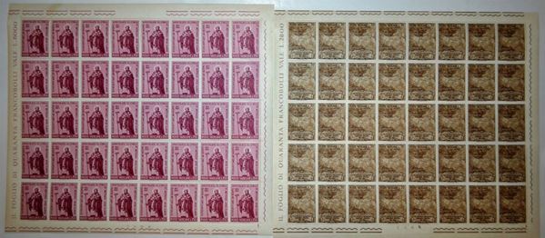 Lotto di francobolli vari: Classificatore del Vaticano e San Marino 1966-67-68 Classificatore con spezzature di nuovi francobolli usati (alcuni francobolli nuovi del Regno e Torino) Piccolo classificatore con vari Stati (Italia, Germania ect.), miscellanea di francobolli nuovi. Piccolo classificatore con fogli in pergamino confrancobolli vari del Vaticano Album con fogli spessi quadrettati contenente vari francobolli usati stranieri (Francia e Germania) Classificatore con fogli del Pontificato di Paolo VI 4 classificatori con fogli del Vaticano, Pontificato di Paolo VI 2 classificatori in fogli contenti francobolli del Pontificato di Giovanni XXIII 4 classificatori di francobolli in fogli contenenti Sede Vacante di Paolo VI, prime 2-3 serie in fogli di Paolo VI; fogli San Marino del centenario Dante Alighieri, fogli di Michelangelo, fogli del Ponte di Bassano, fogli di Italia Traforo del Monte Bianco, fogli Italia di Benedetto Croce , Concilio Vaticano (Giovanni XXIII), Dante Italia Un Foglio delle Poste Vaticane Natale 1968; Italia Caravaggio 1973; Canaletto 1968, Poste Vaticane Natale 1966; Vaticano Pellegrinaggio Apostolico di Paolo VI; Vaticano viaggio in Uganda di Paolo VI; Italia Toscanini; Italia Ippolito Nievo e della Resistenza (alcune serie non complete) Vaticano mezzo foglio Sede Vacante Paolo VI; foglio San Cirillo e Metodio; Mezzo foglio San Marino e gli animali 1966; Italia foglio San Marino 200 lire; foglio Europa di San Marino 1966; 2-3 buste con francobolli del Vaticano e San Marino, nuovi; San Marino strisce di cinque francobolli della serie delle automobili.