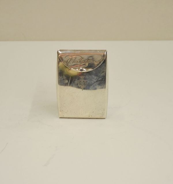 Portasigarette, in argento decorato da iscrizione, g 125