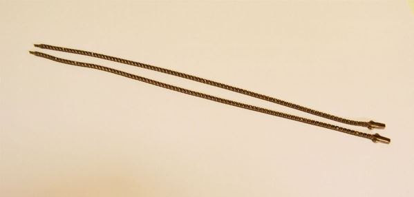 Due bracciali trasformabili in collana in oro brunito e brillantini neri  - Asta Gioielli, Argenti, Design, Mobili, Oggetti d'arte, Dipinti ed Arte Orientale - Poggio Bracciolini Casa d'Aste