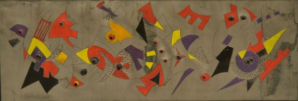 Umberto Mastroianni   (1910-1998)  ASTRATTO  tecnica mista su piombo, cm 75x27