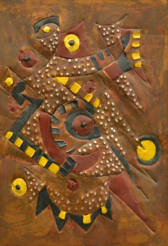 Umberto Mastroianni   (1910-1998)   ASTRATTO  tecnica mista su rame, cm 50x70