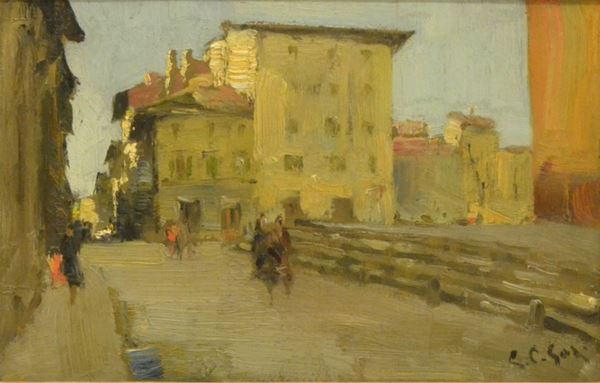 Gino Paolo Gori ( Firenze 1911-1991 )  PRESTO DI SAN MARTINO,  olio su tavoletta, cm 33,5x22