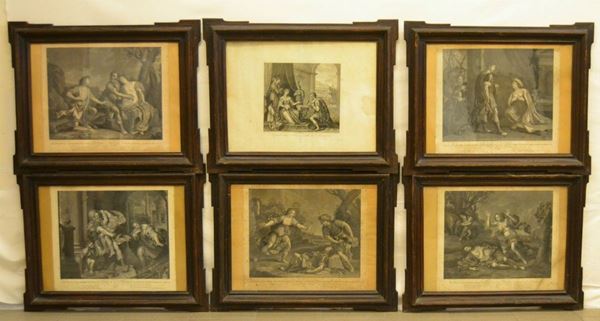Sei stampe, sec. XIX,  PERSONAGGI STORICI,  entro cornice