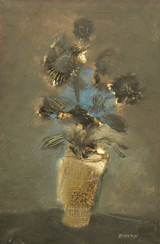 Manlio Bacosi (1921-1998)   VASO CON FIORI   olio su tela, cm 40x60