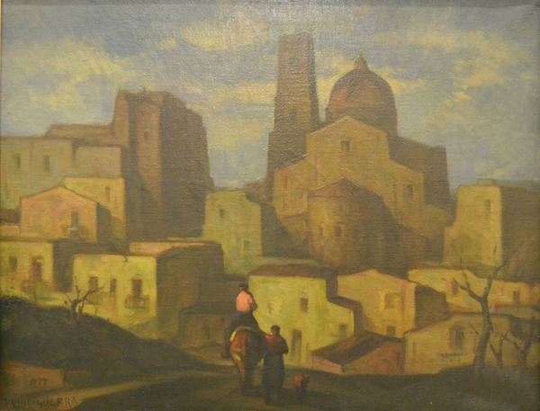 Vincenzo Vinciguerra (Caccamo 1922)   PAESAGGIO    olio su tela, cm 90x70