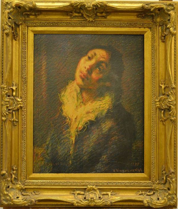 Vincenzo Vinciguerra ( Caccamo 1922 )  FIGURA FEMMINILE,  tecnica mista su cartoncino, cm 40x50