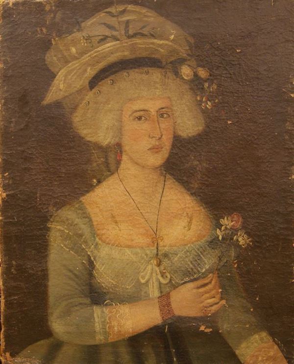 Scuola dell'Italia settentrionale, sec. XIX,   RITRATTO DI GENTILDONNA,   olio su tela, cm 50x76