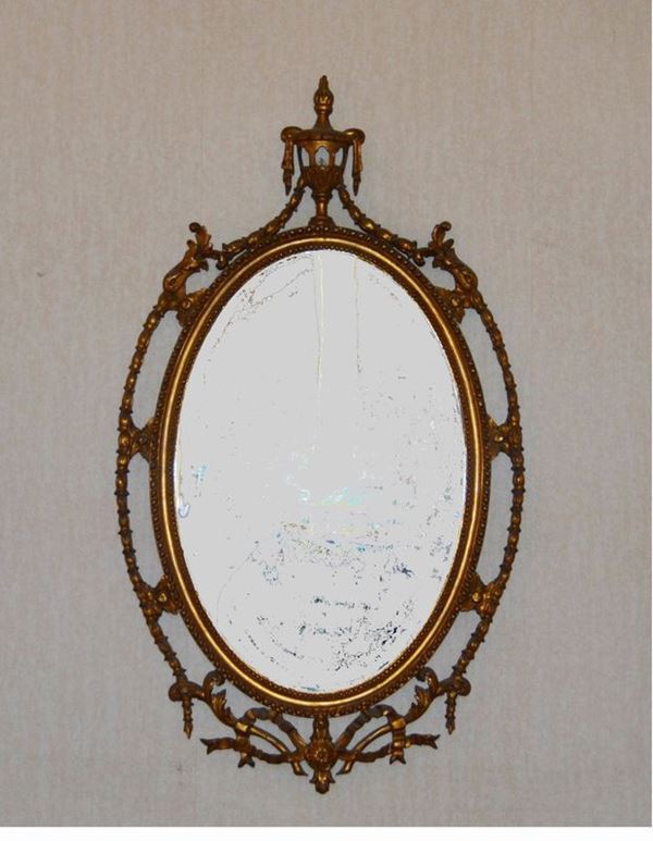 Specchiera, stile 700, in cornice intagliata e dorata, cm 114x65