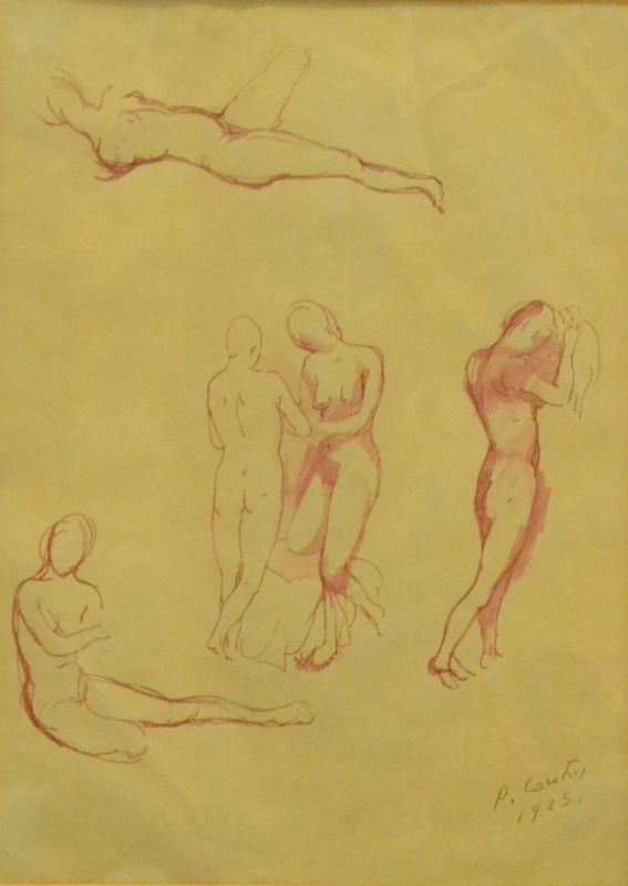 Primo Conti (Firenze 1900-Fiesole 1988)   FIGURE    disegno su carta, cm 18x25   firmato e datato 1925