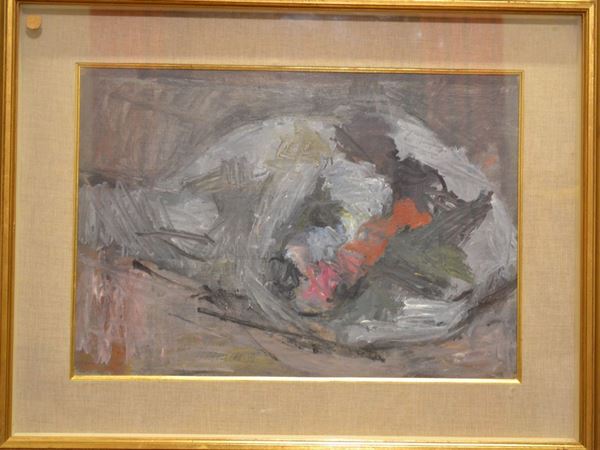 Mario Marcucci (Viareggio (LU) 1910 - 1992) MAZZO DI FIORI olio su tela applicata su cartone, cm 37x52,5, firmato e datato 1959  Provenienza:Galleria La Navicella, Viareggio 