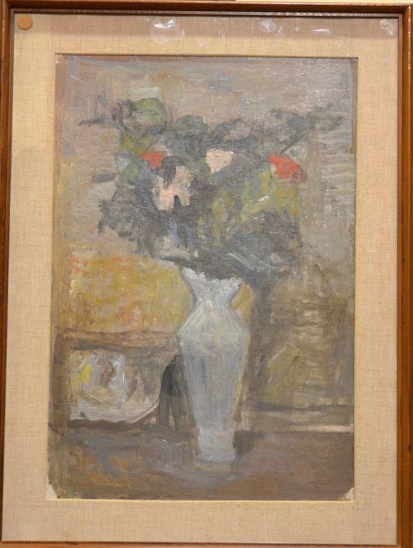 Mario Marcucci (Viareggio (LU) 1910 - 1992) VASO DI FIORI olio su tela applicata su cartone, cm 53,5x36,7 Provenienza: Galleria La Navicella, Viareggio 