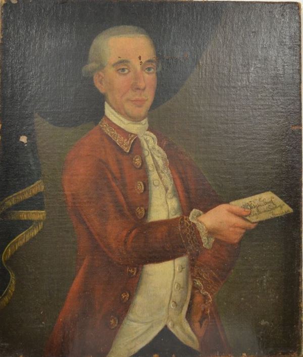 Scuola veneta, sec. XVIII,   RITRATTO DI GENTILUOMO  olio su tela, senza cornice